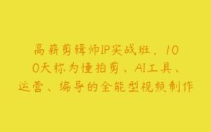 高薪剪辑师IP实战班，100天称为懂拍剪、AI工具、运营、编导的全能型视频制作人-51自学联盟