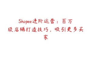 Shopee进阶运营：百万级店铺打造技巧，吸引更多买家-51自学联盟