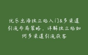 优乐出海独立站入门&多渠道引流布局策略，详解独立站如何多渠道引流获客-51自学联盟