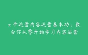 π爷运营内容运营基本功：教会你从零开始学习内容运营-51自学联盟