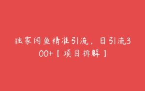 独家闲鱼精准引流，日引流300+【项目拆解】-51自学联盟