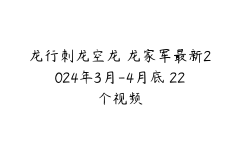 龙行刺龙空龙 龙家军最新2024年3月-4月底 22个视频百度网盘下载