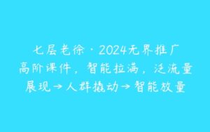 七层老徐·2024无界推广高阶课件，智能拉满，泛流量展现→人群撬动→智能放量-51自学联盟