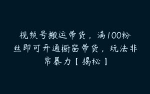 视频号搬运带货，满100粉丝即可开通橱窗带货，玩法非常暴力【揭秘】-51自学联盟