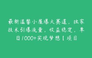 最新温馨小屋爆火赛道，独家技术引爆流量，收益稳定，单日1000+实现梦想【项目拆解】-51自学联盟