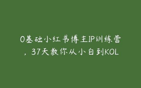 0基础小红书博主IP训练营，37天教你从小白到KOL-51自学联盟