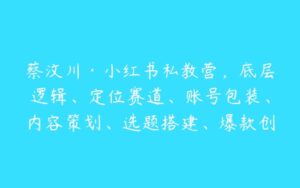 蔡汶川·小红书私教营，底层逻辑、定位赛道、账号包装、内容策划、选题搭建、爆款创作、涨粉技巧、推广变现等等-51自学联盟