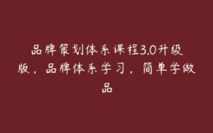 品牌策划体系课程3.0升级版，品牌体系学习，简单学做品-51自学联盟