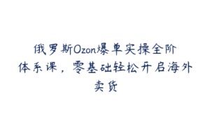 俄罗斯Ozon爆单实操全阶体系课，零基础轻松开启海外卖货-51自学联盟