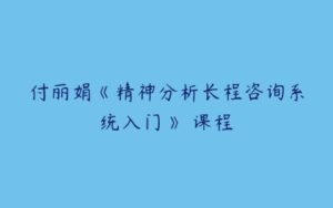 付丽娟《精神分析长程咨询系统入门》 课程-51自学联盟