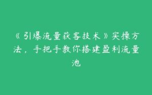 《引爆流量获客技术》实操方法，手把手教你搭建盈利流量池-51自学联盟