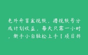 老外开盲盒视频，撸视频号分成计划收益，每天只需一小时，新手小白轻松上手【项目拆解】-51自学联盟