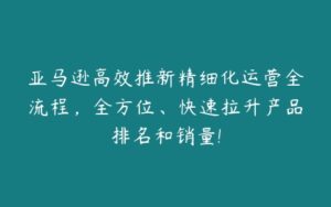 亚马逊高效推新精细化运营全流程，全方位、快速拉升产品排名和销量!-51自学联盟