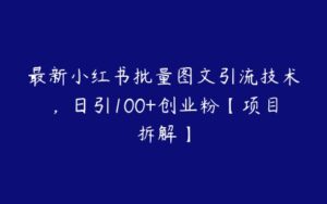 最新小红书批量图文引流技术，日引100+创业粉【项目拆解】-51自学联盟