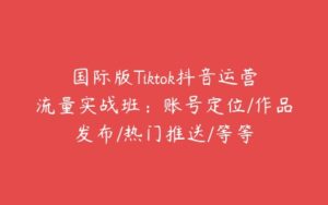 国际版Tiktok抖音运营流量实战班：账号定位/作品发布/热门推送/等等-51自学联盟