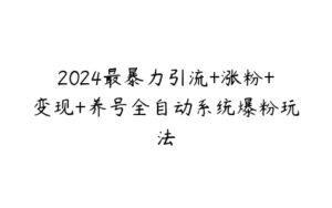 2024最暴力引流+涨粉+变现+养号全自动系统爆粉玩法-51自学联盟