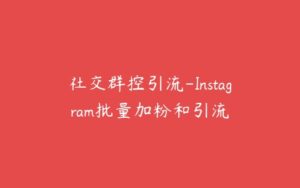 社交群控引流-Instagram批量加粉和引流-51自学联盟