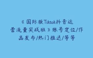 《国际版Tiktok抖音运营流量实战班》账号定位/作品发布/热门推送/等等-51自学联盟