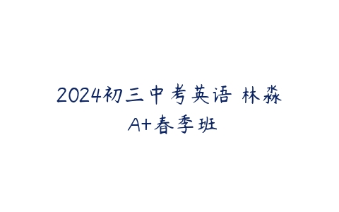 2024初三中考英语 林淼 A+春季班-51自学联盟