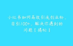 小红书如何高效引流创业粉，日引100+，解决你遇到的问题【揭秘】-51自学联盟