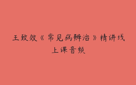 王致效《常见病辨治》精讲线上课音频百度网盘下载