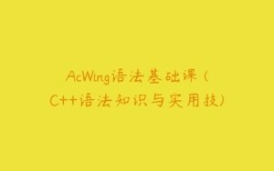 AcWing语法基础课 (C++语法知识与实用技)-51自学联盟