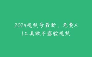 2024视频号最新，免费AI工具做不露脸视频-51自学联盟