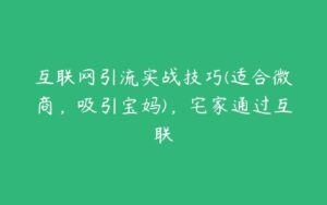 互联网引流实战技巧(适合微商，吸引宝妈)-51自学联盟