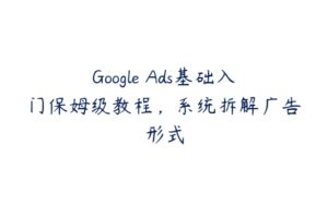 Google Ads基础入门保姆级教程，系统拆解广告形式-51自学联盟