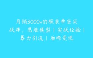 月销3000w的服装带货实战课，思维模型|实战经验|暴力引流|后端变现-51自学联盟