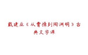 戴建业《从曹操到陶渊明》古典文学课-51自学联盟