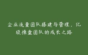 企业流量团队搭建与管理，亿级操盘团队的成长之路-51自学联盟