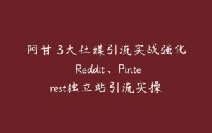 阿甘・3大社媒引流实战强化 Reddit、Pinterest独立站引流实操-51自学联盟