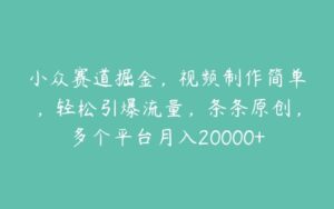 小众赛道掘金，视频制作简单，轻松引爆流量，条条原创，多个平台月入20000+-51自学联盟