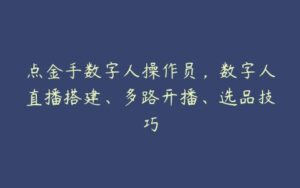 点金手数字人操作员，数字人直播搭建、多路开播、选品技巧-51自学联盟