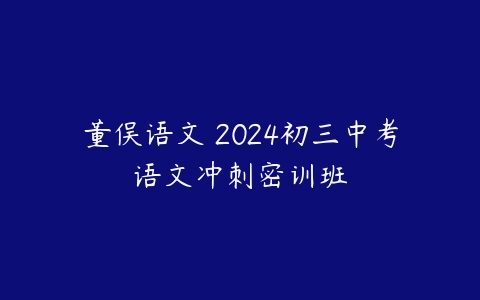 董俣语文 2024初三中考语文冲刺密训班-51自学联盟