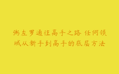 粥左罗通往高手之路•任何领域从新手到高手的底层方法-51自学联盟