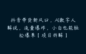 抖音带货新风口，AI数字人解说，流量爆炸，小白也能轻松爆单【项目拆解】-51自学联盟