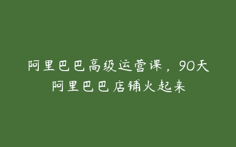 阿里巴巴高级运营课，9O天阿里巴巴店铺火起来-51自学联盟