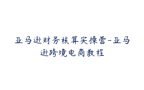 亚马逊财务核算实操营-亚马逊跨境电商教程百度网盘下载