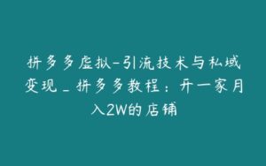 拼多多虚拟-引流技术与私域变现_拼多多教程：开一家月入2W的店铺-51自学联盟