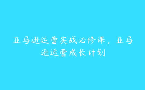 图片[1]-亚马逊运营实战必修课，亚马逊运营成长计划-本文