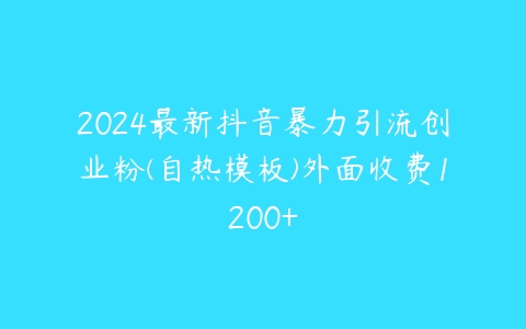 图片[1]-2024最新抖音暴力引流创业粉(自热模板)外面收费1200+-本文