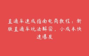 直通车速成指南电商教程：新版直通车玩法解密，小成本快速爆发-51自学联盟