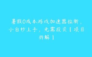 暑假0成本游戏加速器拉新，小白秒上手，无需投资【项目拆解】-51自学联盟