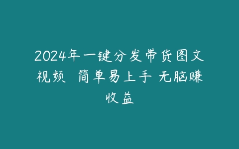 2024年一键分发带货图文视频  简单易上手 无脑赚收益百度网盘下载