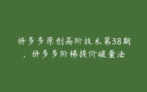 拼多多原创高阶技术第38期，拼多多阶梯提价破量法-51自学联盟