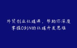 外贸创业社媒课，帮助你深度掌握0到N的社媒开发思维-51自学联盟