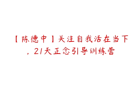 【陈德中】关注自我活在当下，21天正念引导训练营百度网盘下载