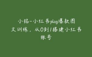 小铭-小红书plog爆款图文训练，从0到1搭建小红书账号-51自学联盟